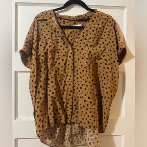 Brown Cheetah V-Neck Blouse
